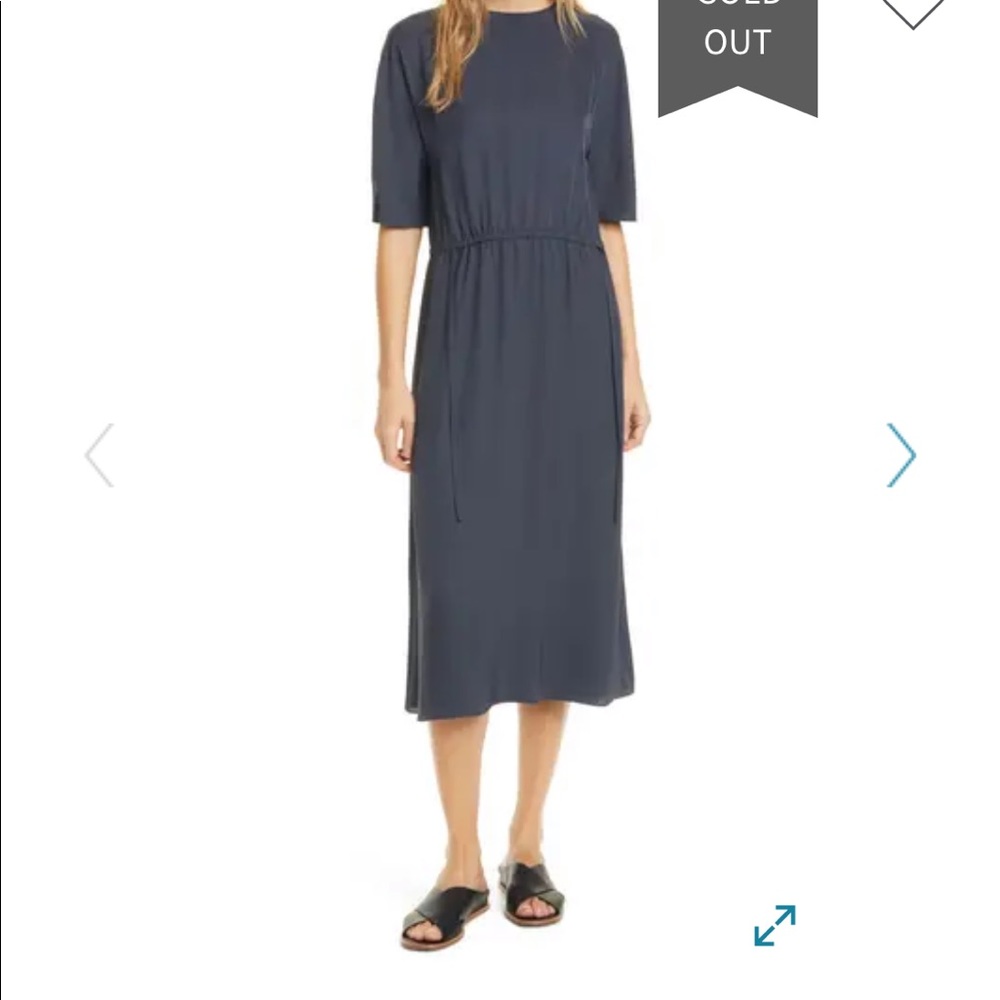 Vince navy t-shirt jersey dress tie waist belted
